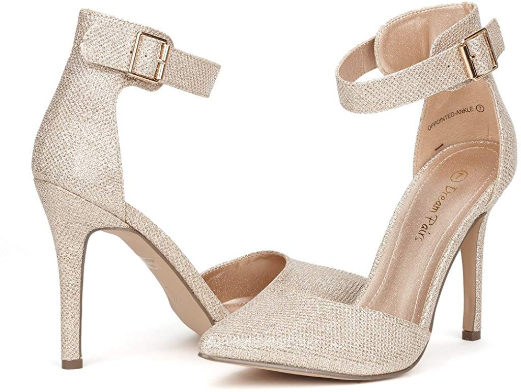 Pointed Toe Ankle Strap Stiletto Pumps