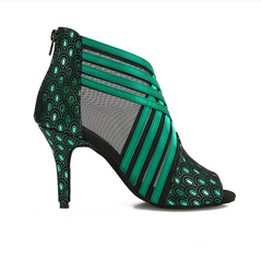 Women's Mesh Customized Heel Dance Boots Salsa Dance Shoes