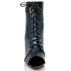 Women's Black Leatherette Customized Heel Suede Heel Dance Boots Salsa JazDance Shoes