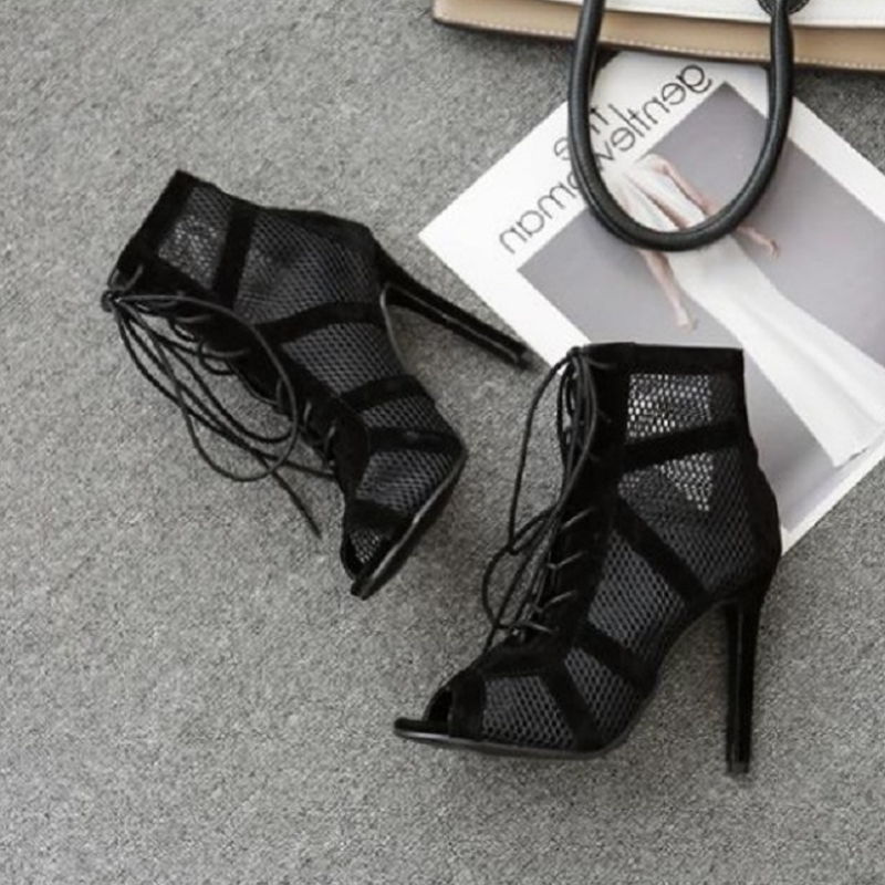 Women's Mesh Customized Dance Heels Boots Salsa JazDance Shoes