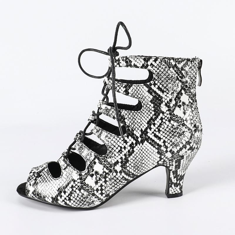Women's Leatherette Rubber Sole Customized Heel Dance Boots Salsa JazDance Shoes