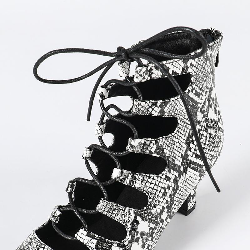 Women's Leatherette Rubber Sole Customized Heel Dance Boots Salsa JazDance Shoes