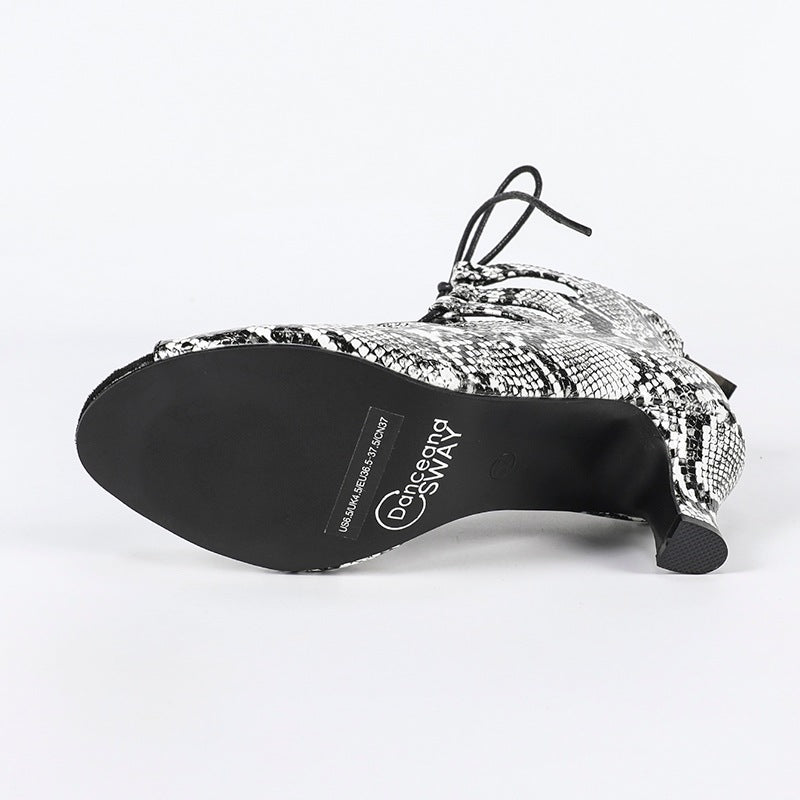 Women's Leatherette Rubber Sole Customized Heel Dance Boots Salsa JazDance Shoes