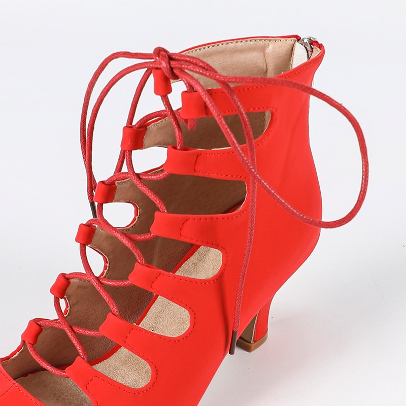 Women's Red Rubber Sole Customized Heel Dance Boots Salsa JazDance Shoes