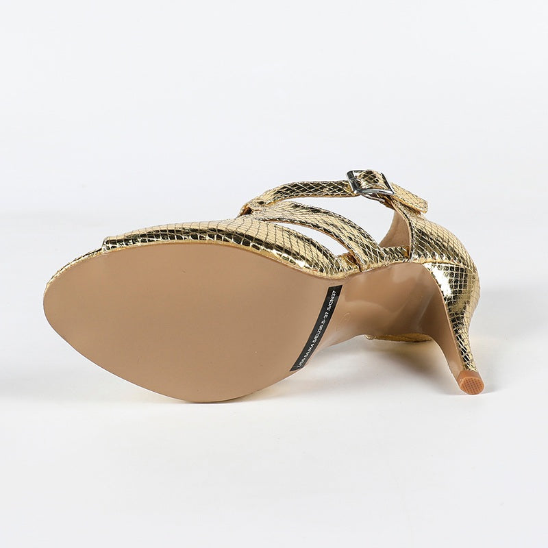 Women's Sparng Glitter Rubber Sole Customized Heel Latin Shoes Salsa Shoes Ballroom Dance Shoes
