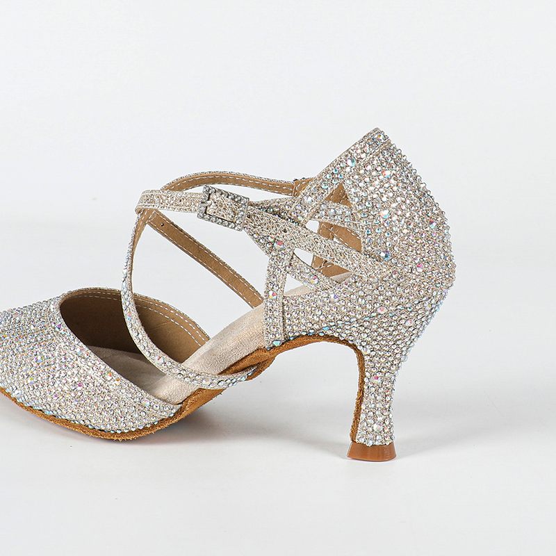 Women's Silver Pointed Toe Customized Heel Closed Toe Dance Shoes