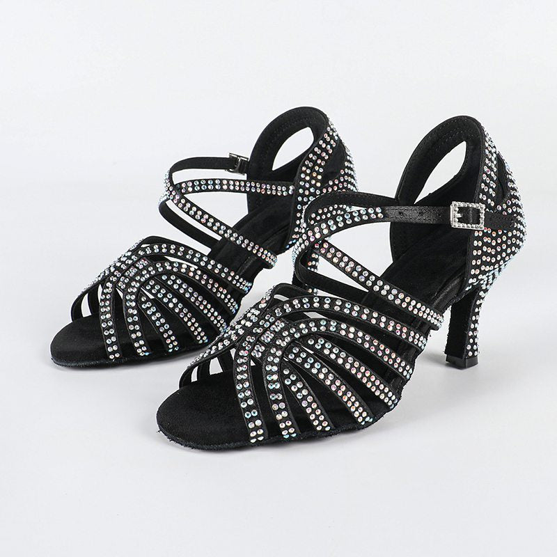 Women's Black Customized Heel Latin Dance Shoes Ballroom Dance Shoes