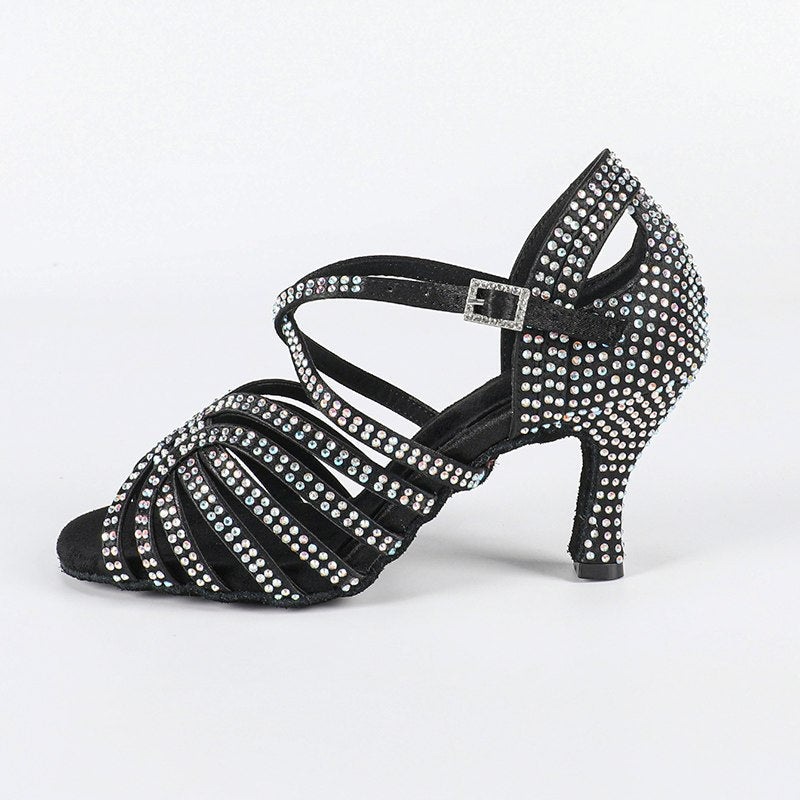 Women's Black Customized Heel Latin Dance Shoes Ballroom Dance Shoes
