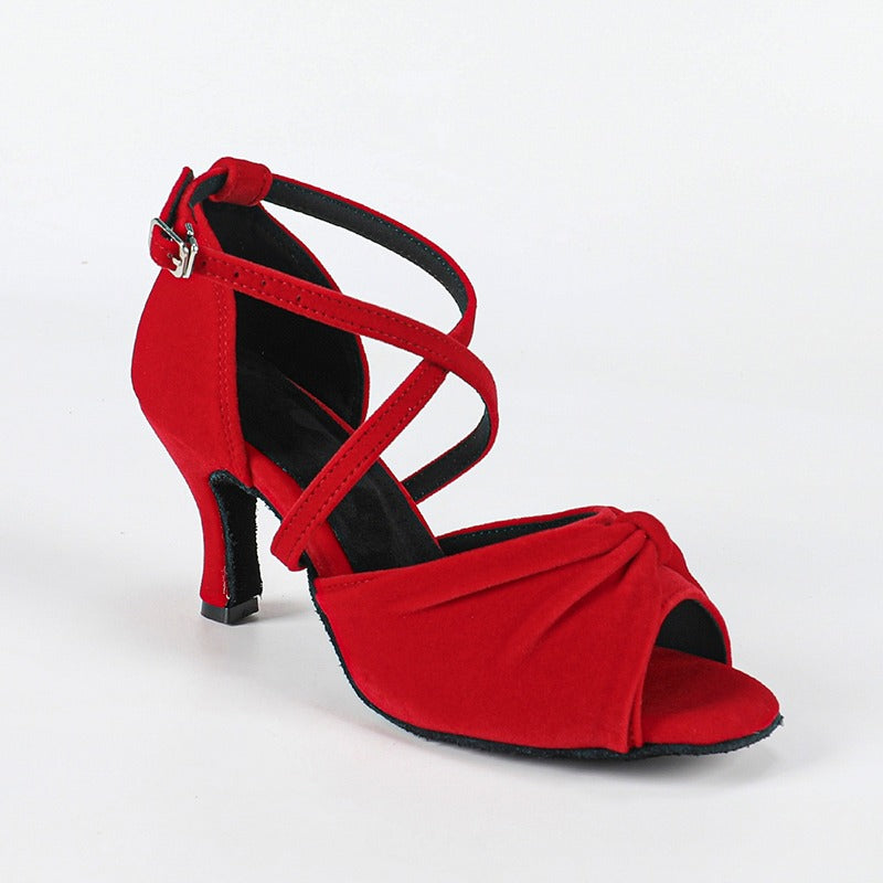 Women's Burgundy Customized Heel Latin Dance Shoes