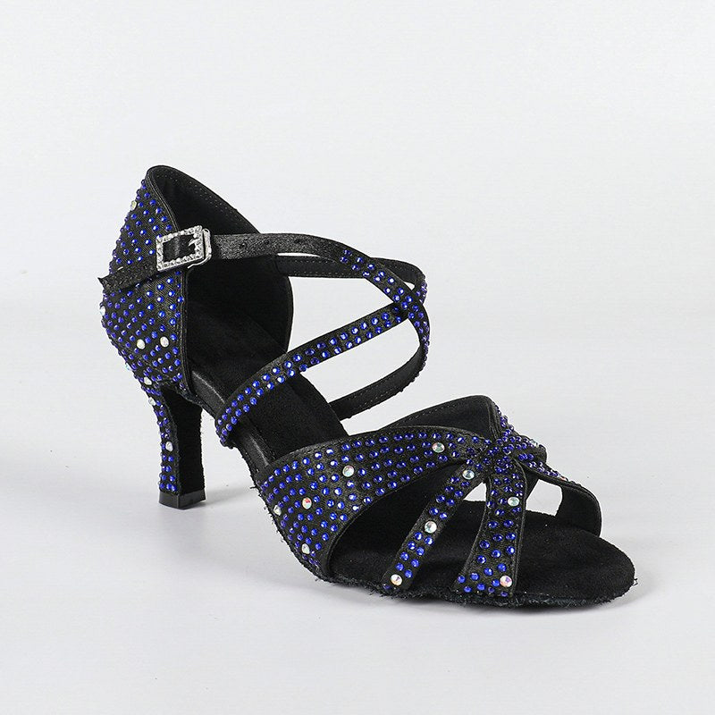 Women's Blue Customized Heel Latin Dance Shoes Ballroom Dance Shoes