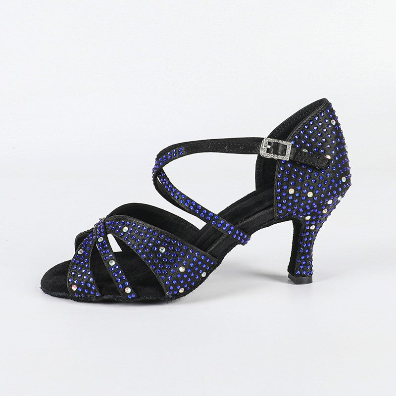 Women's Blue Customized Heel Latin Dance Shoes Ballroom Dance Shoes