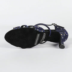 Women's Blue Customized Heel Latin Dance Shoes Ballroom Dance Shoes