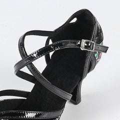 Women's Black Customized Heel Latin Dance Shoes Ballroom Dance Shoes