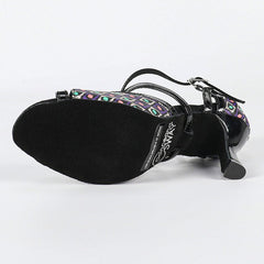 Women's Black Customized Heel Latin Dance Shoes Ballroom Dance Shoes