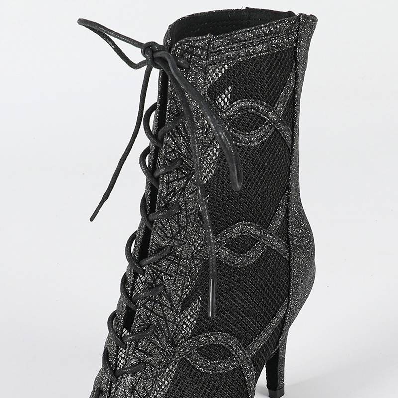Women's Sparkling Glitter Customized Heel Dance Boots JazSalsa Dance Shoes