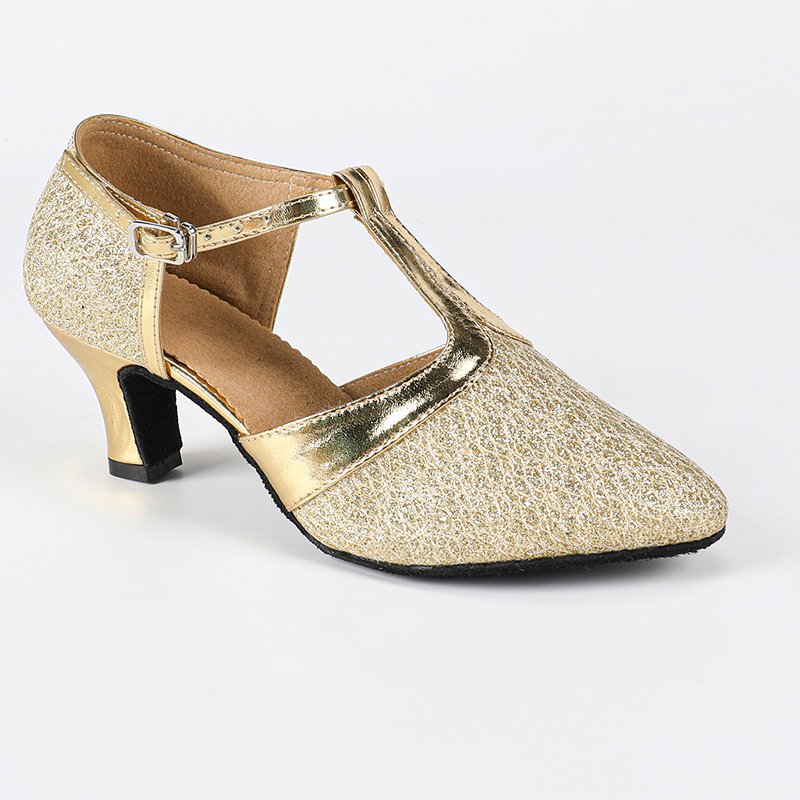 Women's Leatherette Heels T-Strap Ballroom Shoes Swing Dance Shoes