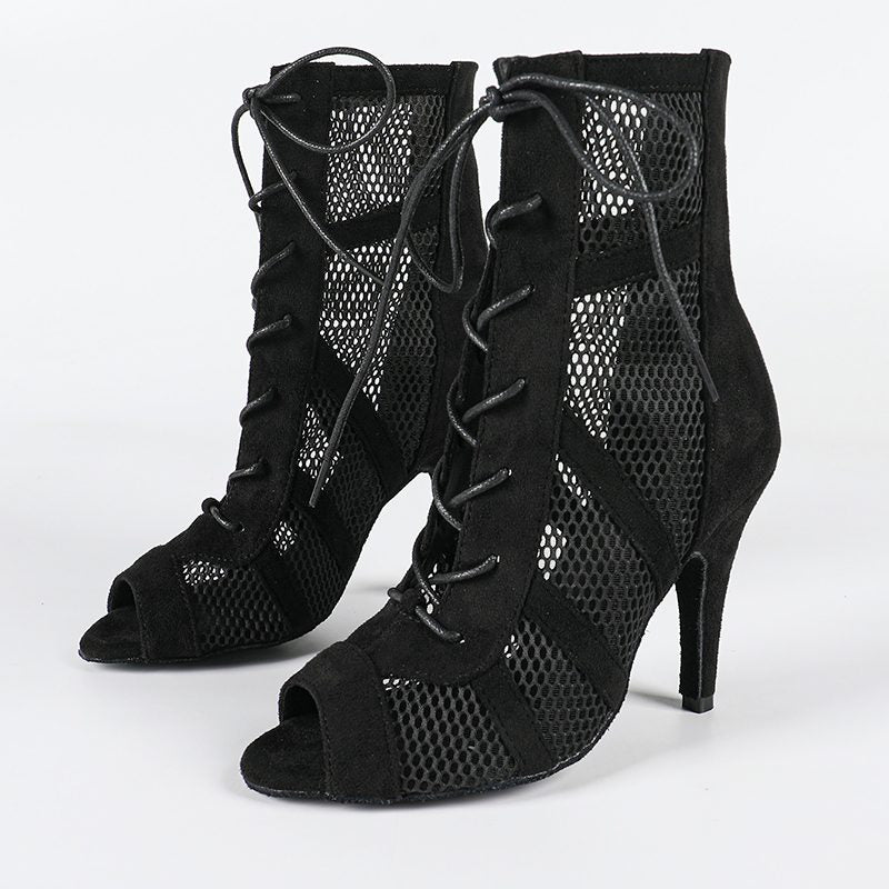 Women's Mesh Customized Dance Heels Boots Salsa JazDance Shoes