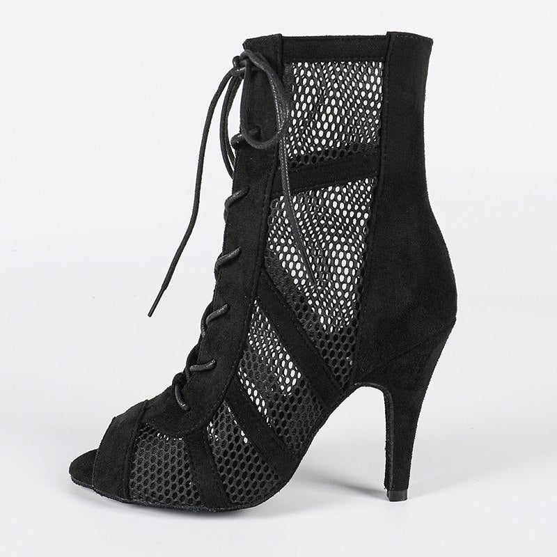 Women's Mesh Customized Dance Heels Boots Salsa JazDance Shoes