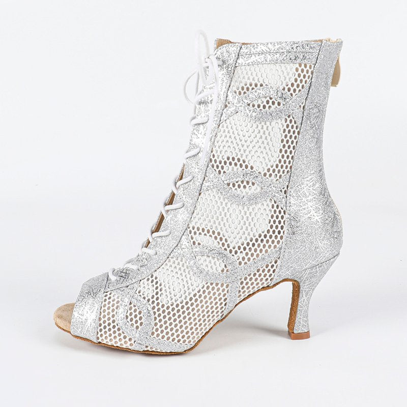 Women's Sparkling Glitter Customized High Heel Salsa JazDance Shoes Heels Dance Boots