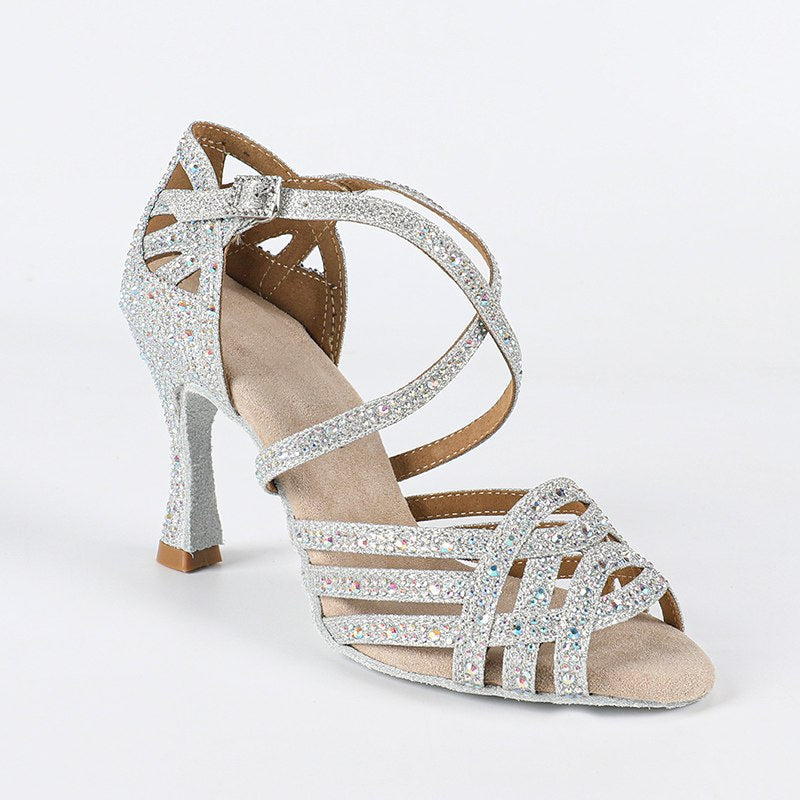 Women's Sparkling Glitter Customized Heel Latin Shoes//Salsa Shoes/Ballroom Dance Shoes