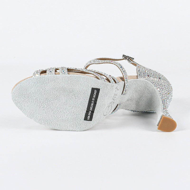 Women's Sparkling Glitter Customized Heel Latin Shoes//Salsa Shoes/Ballroom Dance Shoes