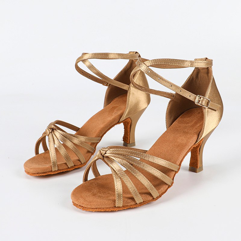 Women's Leather 5.5cm/7.5cm Heels Strappy Knot Latin Dance Shoes Ballroom Dance Shoes