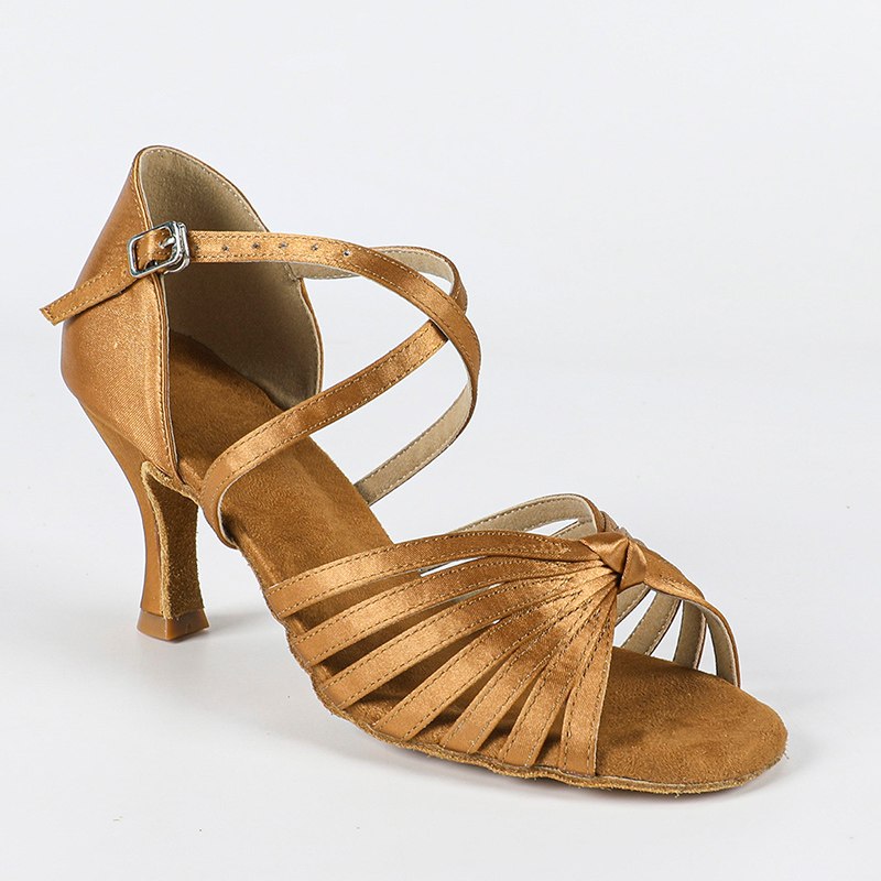 Women's 5.5/6.5/7.5/8cm Heels Satin Strappy Knot Dance Shoes Latin Dance Shoes