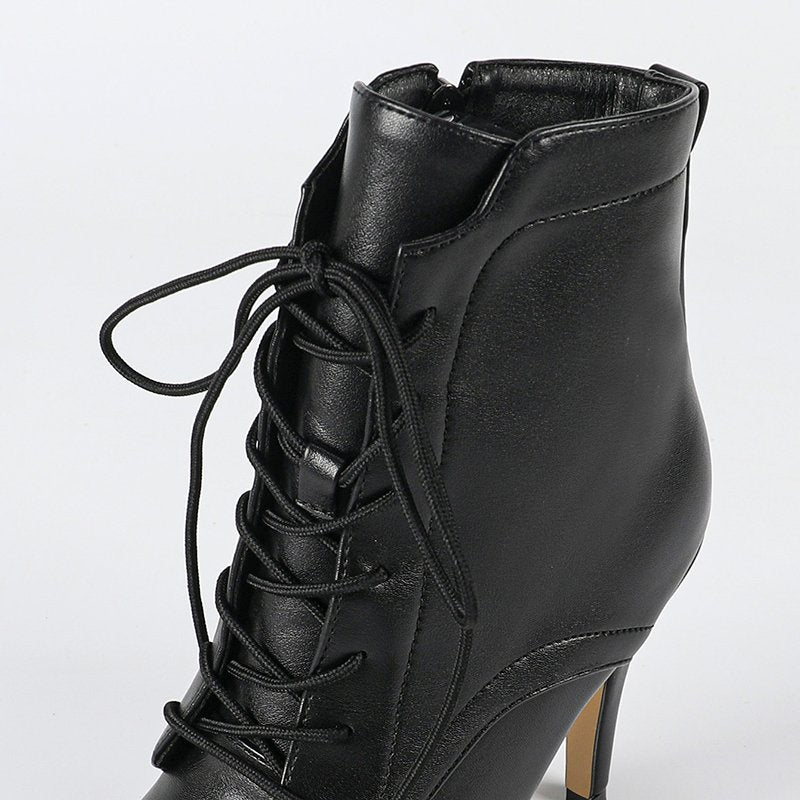 Women's Rubber Sole Customized Heel Rubber Sole JazShoes Lace-up Dance Heels Boots