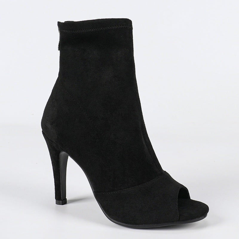 Women's 10cm Slim High Heel JazDance Shoes Heels Open Toe Dance Boots