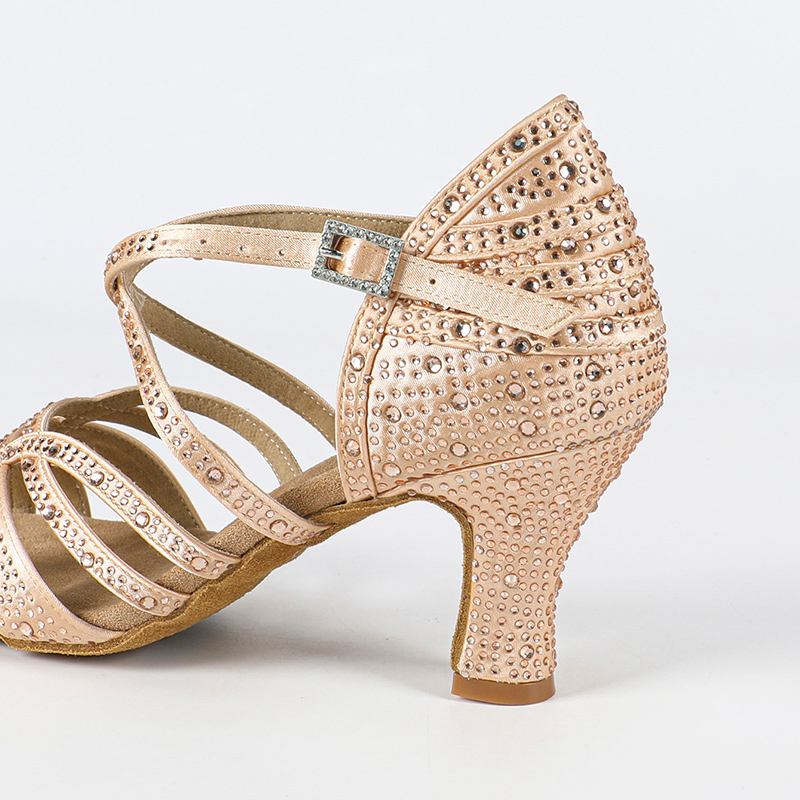 Women's Satin Rhinestone Customized Heel Latin Shoes Salsa Shoes Ballroom Dance Shoes