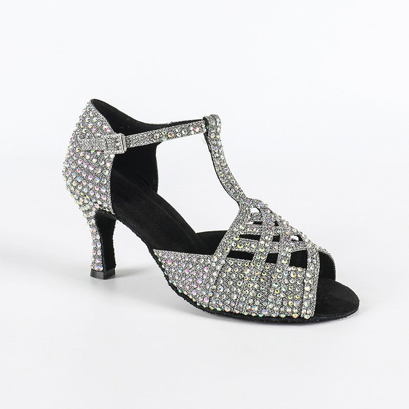 Women's Sparkling Glitter Customized Heel Salsa Latin Dance Shoes