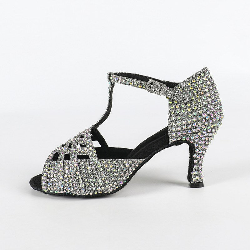 Women's Sparkling Glitter Customized Heel Salsa Latin Dance Shoes