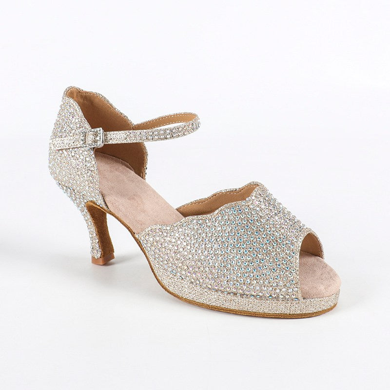 Women's Sparkling Glitter Customized Heel Salsa Latin Dance Shoes