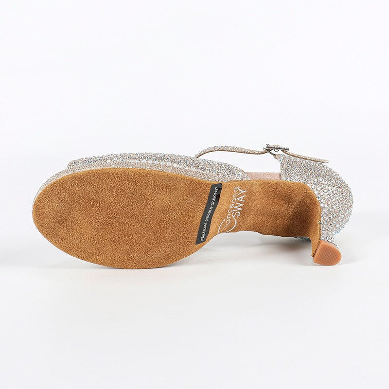 Women's Sparkling Glitter Customized Heel Salsa Latin Dance Shoes