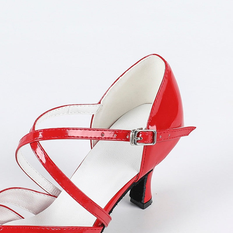 Women's Red PU Customized Heel Latin Dance Shoes Ballroom Dance Shoes