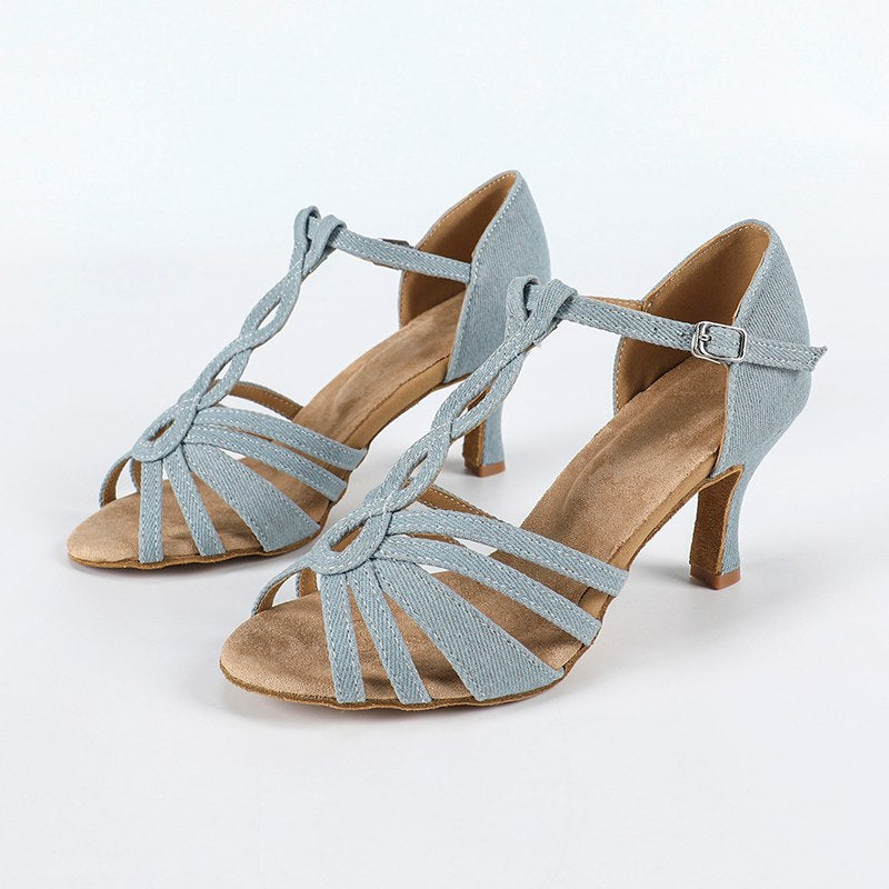 Women's Demin Customized Heel Demin Latin Shoes Ballroom Dance Shoes
