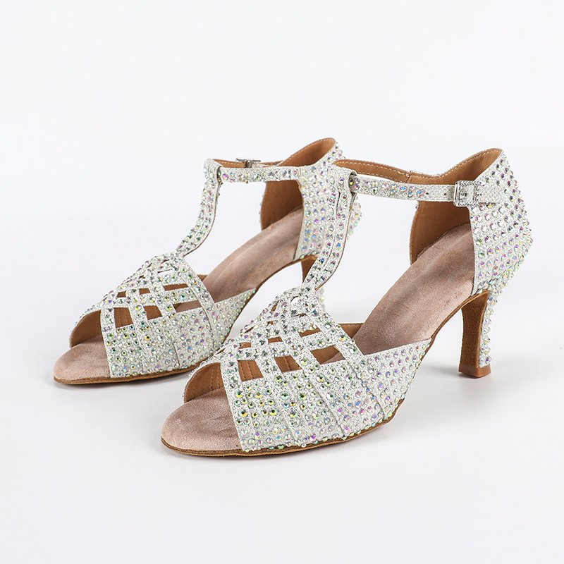 Women's Sparkling Glitter Customized Heel Salsa Latin Dance Shoes