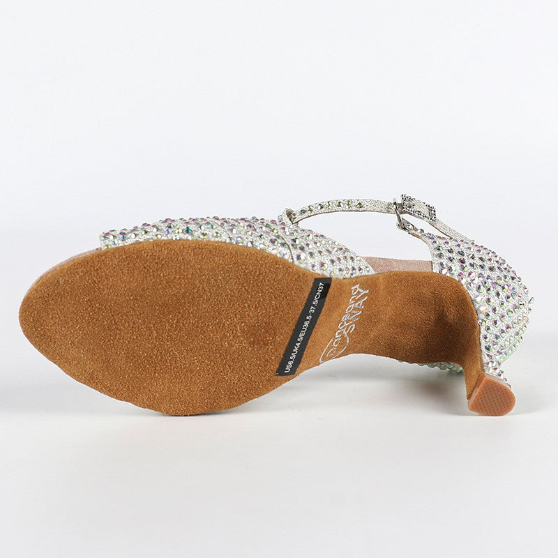 Women's Sparkling Glitter Customized Heel Salsa Latin Dance Shoes
