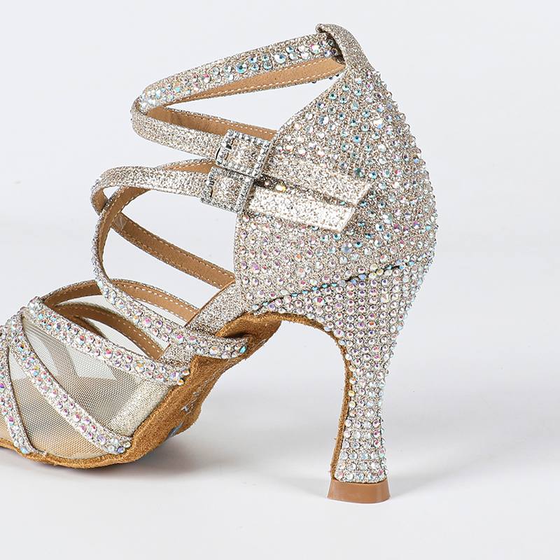 Women's Sparkling Glitter Customized Heel Salsa Latin Dance Shoes
