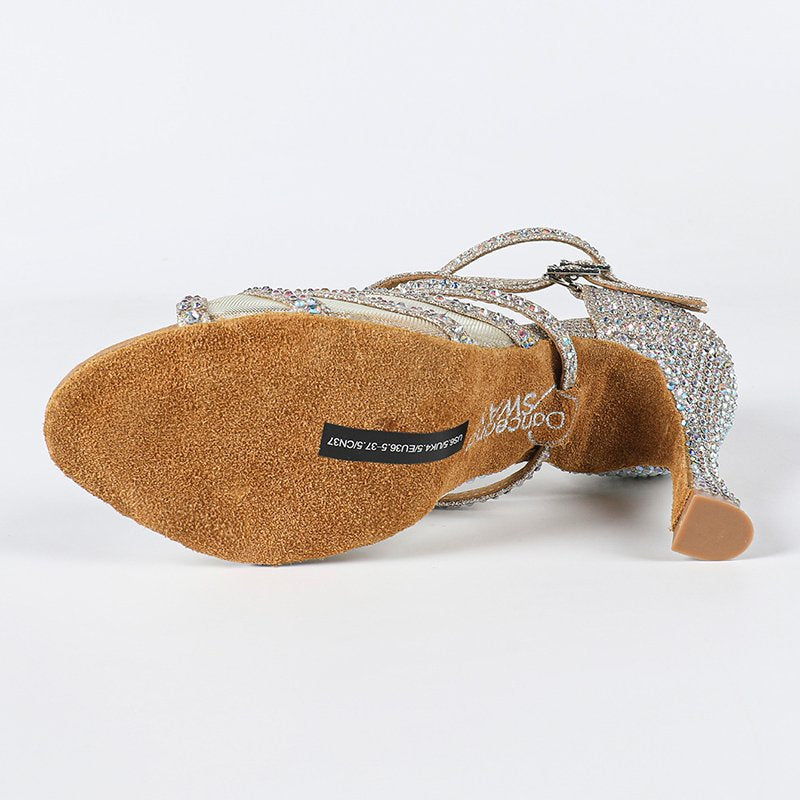 Women's Sparkling Glitter Customized Heel Salsa Latin Dance Shoes