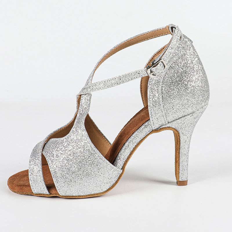 Women's Sparkling Glitter Customized Heel Latin Shoes Ballroom Dance Shoes