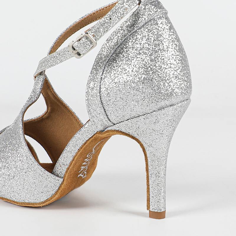 Women's Sparkling Glitter Customized Heel Latin Shoes Ballroom Dance Shoes