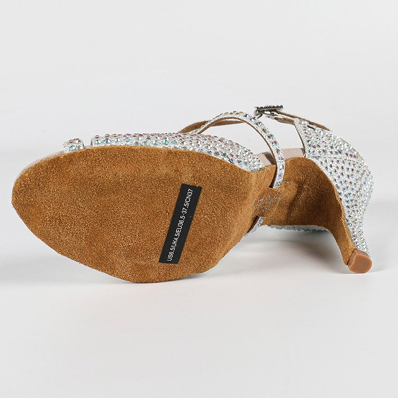 Women's Sparkling Glitter Customized Heel Salsa Latin Ballroom Dance Shoes