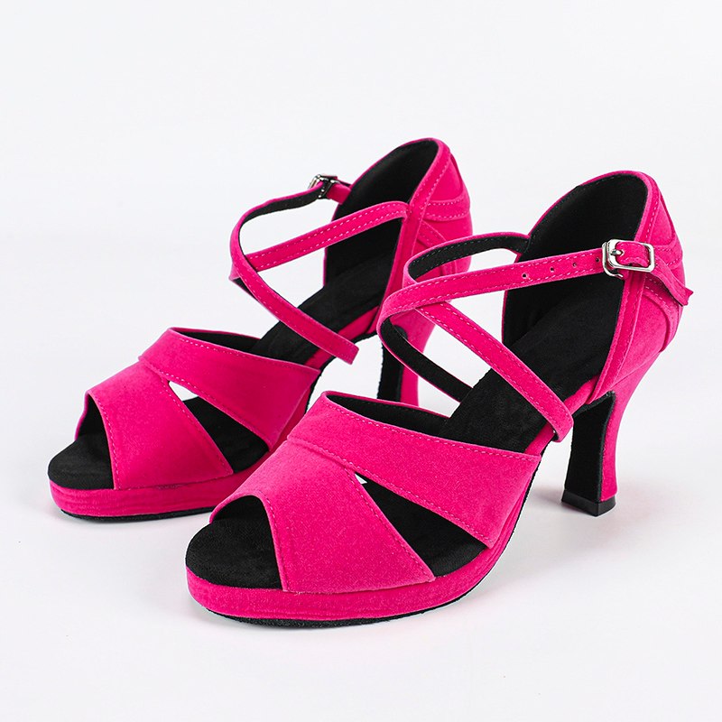 Women's Velvet Customized Heel Latin Shoes Ballroom Dance Shoes