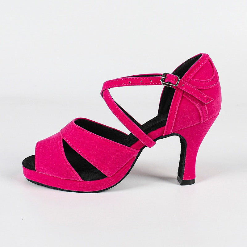 Women's Velvet Customized Heel Latin Shoes Ballroom Dance Shoes