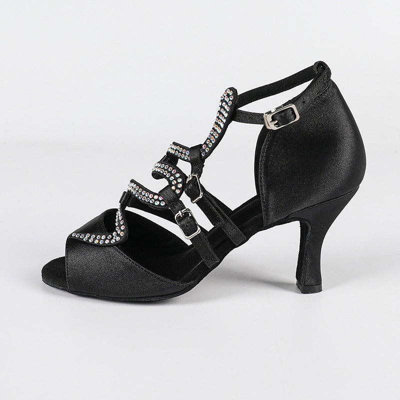 Women's Satin Sude Sole Customized Heel Dance Boots JazSalsa Dance Shoes