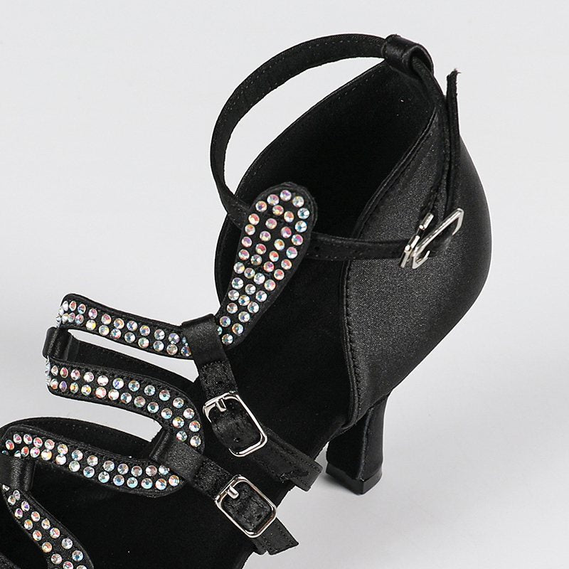 Women's Satin Sude Sole Customized Heel Dance Boots JazSalsa Dance Shoes