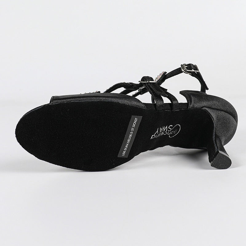 Women's Satin Sude Sole Customized Heel Dance Boots JazSalsa Dance Shoes