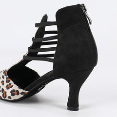 Women's Satin Suede Sole Customized Heel Dance Boots JazSalsa Dance Shoes