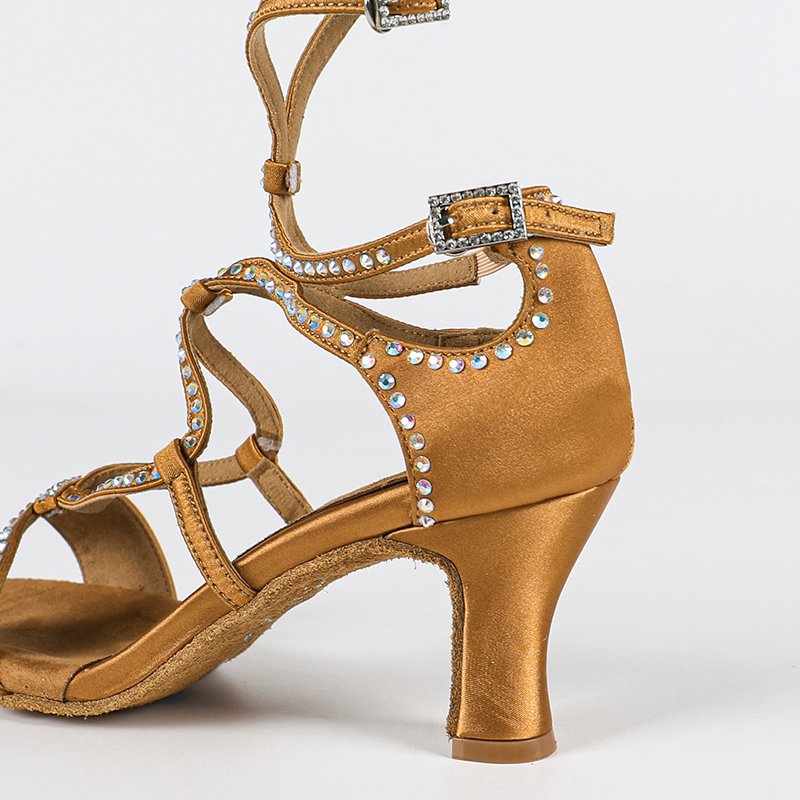 Women's Rhinestone Satin Customized Heels Dance Boots Salsa Dance Shoes